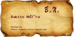 Babits Nóra névjegykártya